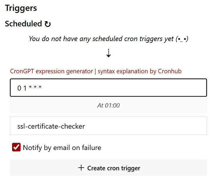 HTTPS/SSL certificate scheduled cron trigger